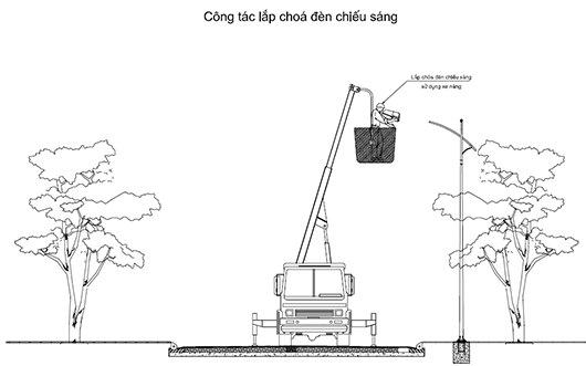 Bước lắp đèn chiếu sáng trong thi công đèn đường