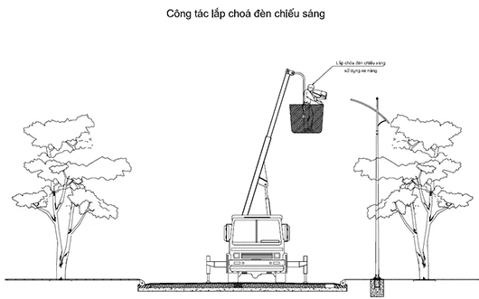 Bước lắp đèn chiếu sáng trong thi công đèn đường